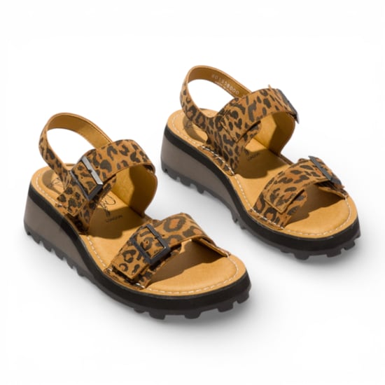 Fly London HEIF558FLY dames sandalen met gesp en cheetahprint in bruin leer - Image 3
