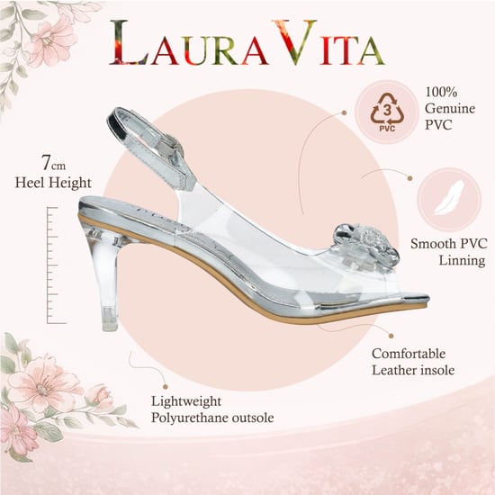 Laura Vita Mira 01 instapsandalen met Cinderella-hak in transparant zilver voor dames - Image 2