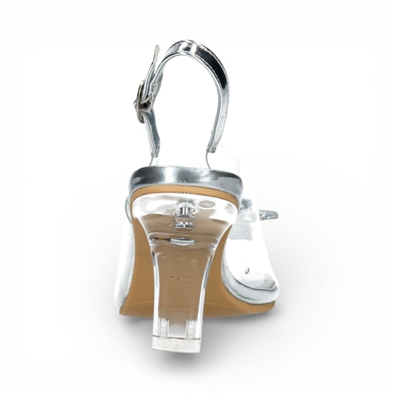Laura Vita Mira 01 instapsandalen met Cinderella-hak in transparant zilver voor dames - Image 6