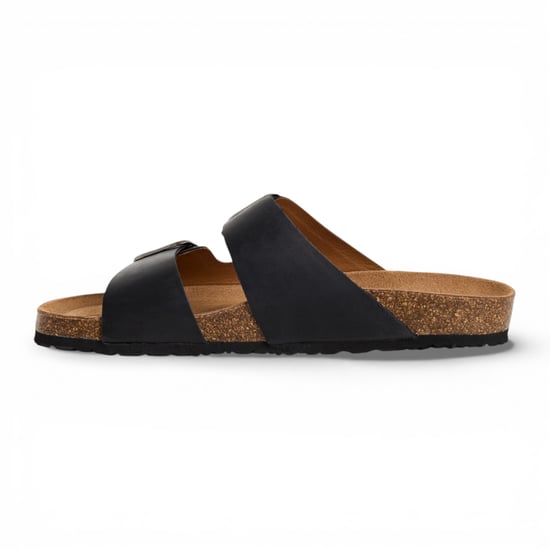 Tamaris Herr Svarta Läder Slip-On Footbed Toffelsandaler - Image 3