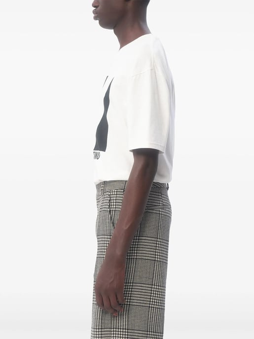 Chez Valentino Print Jersey T-Shirt in White - Image 5