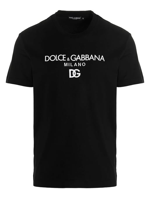 Embroidered DG Milano Logo T-Shirt in Black - Image 1
