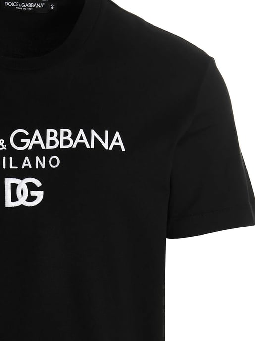 Embroidered DG Milano Logo T-Shirt in Black - Image 2
