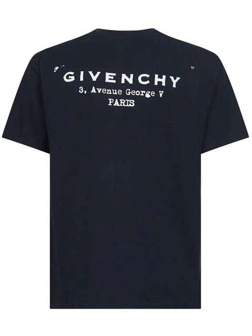 Stempelafdruk T-Shirt in Marineblauw - Image 1
