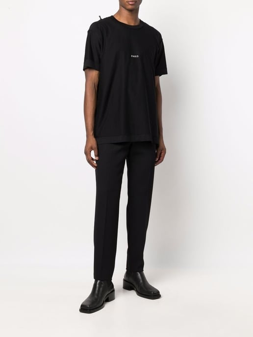 Reverse Paris Logo Print T-Shirt in Black - Image 1