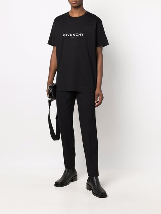 Reverse Paris Logo Print T-Shirt in Black - Image 2