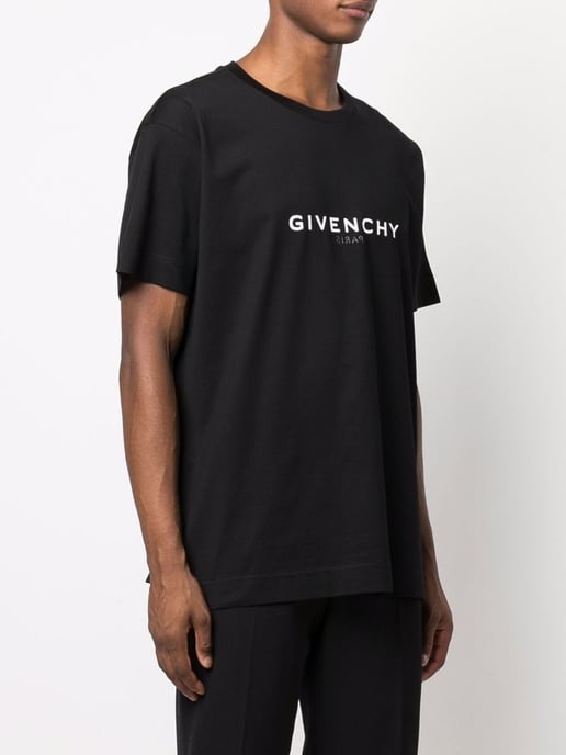 Reverse Paris Logo Print T-Shirt in Black - Image 4