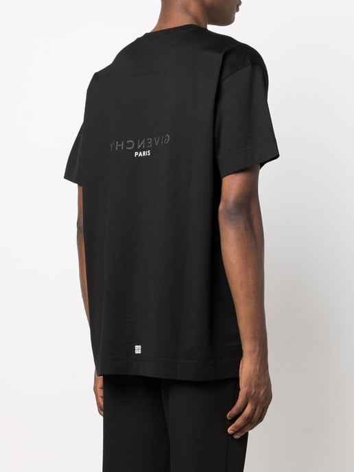 Reverse Paris Logo Print T-Shirt in Black - Image 5