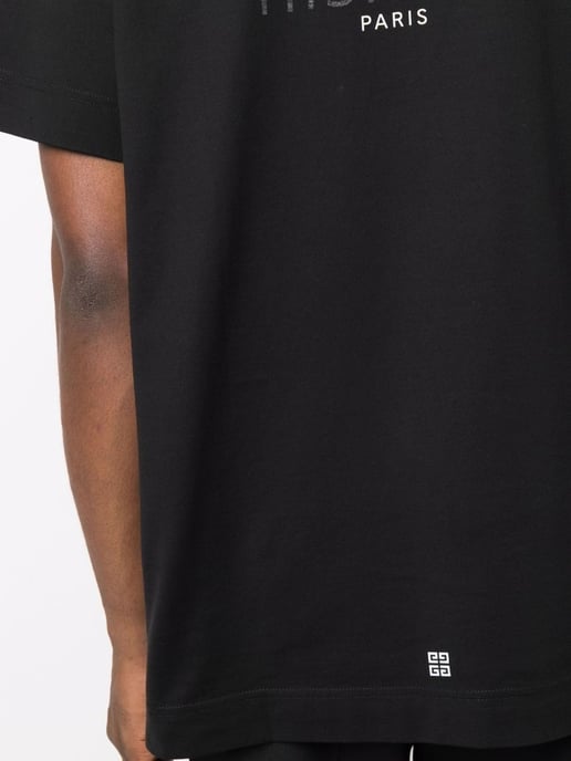 Reverse Paris Logo Print T-Shirt in Black - Image 6