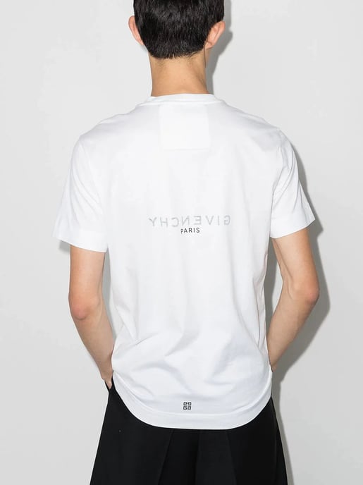 Reverse Paris Logo Print T-Shirt in White - Image 4