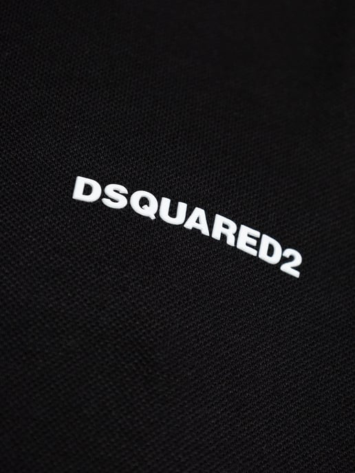 Logo Print Polo Shirt in Black - Image 4
