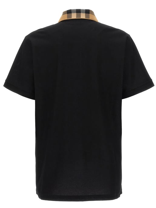 Vintage Check Print Collar Polo Shirt in Black - Image 2
