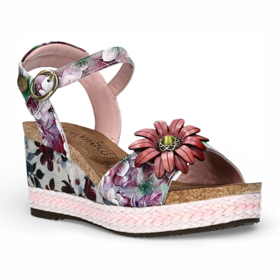 Laura Vita Facyo 75 Lila Paarse Leren Espadrille Sandalen met Bloemenprint voor Dames - Image 3