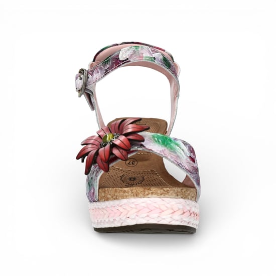Laura Vita Facyo 75 Lila Paarse Leren Espadrille Sandalen met Bloemenprint voor Dames - Image 4