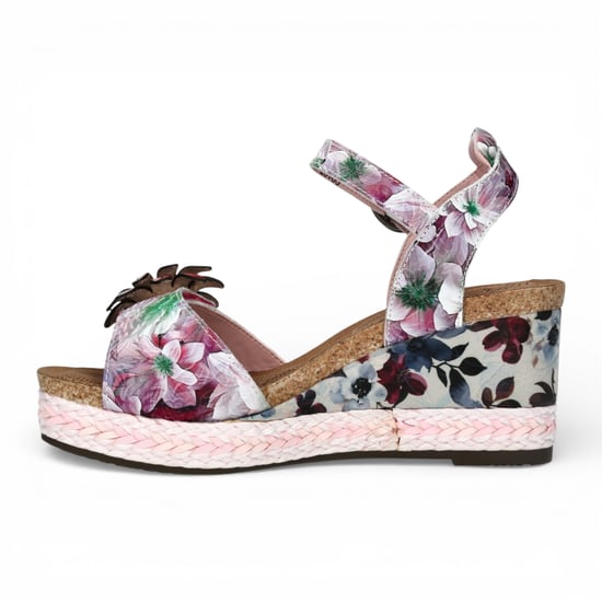 Laura Vita Facyo 75 Lila Paarse Leren Espadrille Sandalen met Bloemenprint voor Dames - Image 5