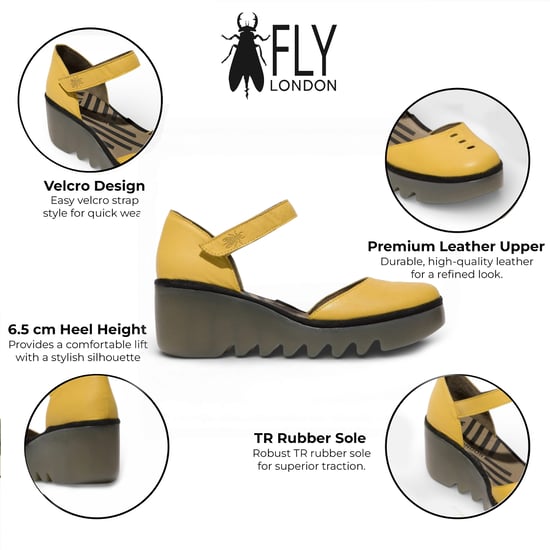 Fly London dames sandalen met sleehak, model BISO305FLY, van suède leer, geel. - Image 2