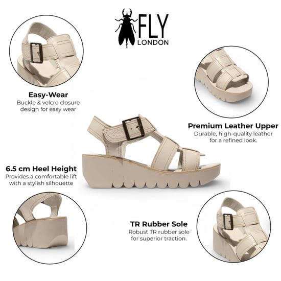 Fly London YUDD236FLY damessandalen met sleehak van gebroken wit leer - Image 2