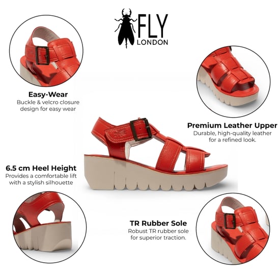 Fly London YUDD236FLY dames sandalen met sleehak van duivelsrood leer - Image 2