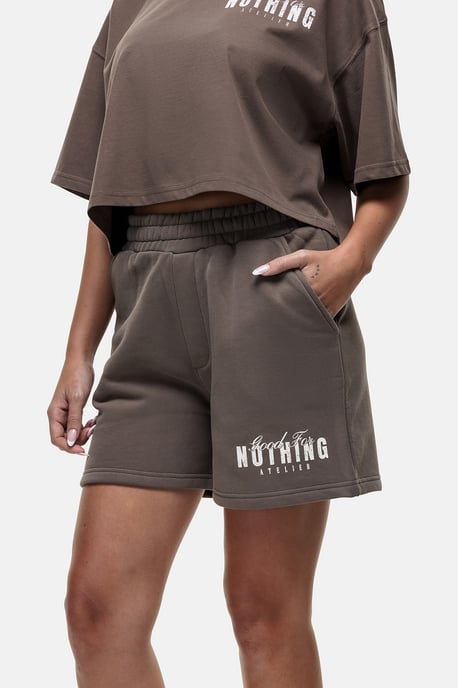 Taupe Relaxed Fit Jersey Shorts - Image 4
