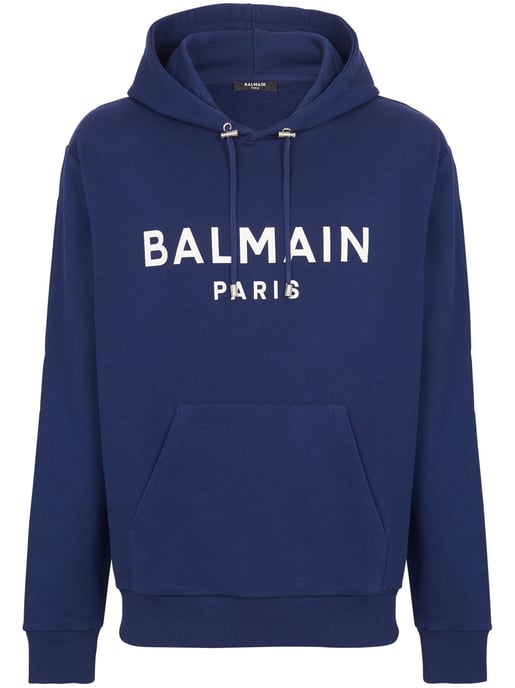 Logo Printed Hoodie in Navy - Image 5