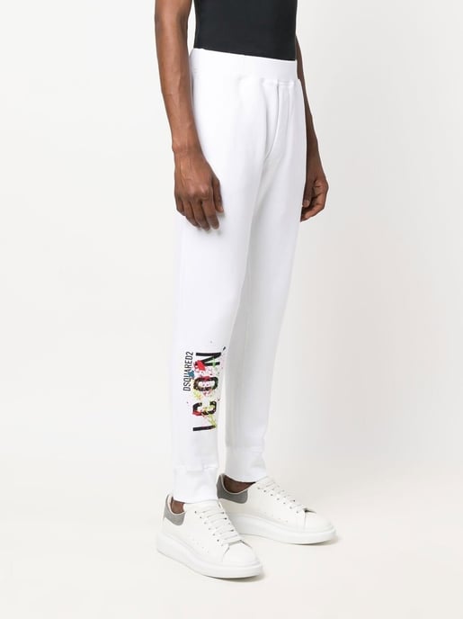 Icon Splat Jogging Bottoms in White - Image 4