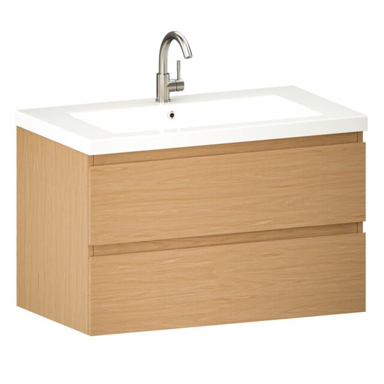 Mirlux Badkamermeubel sova 80cm licht eiken wastafel wit - Image 3
