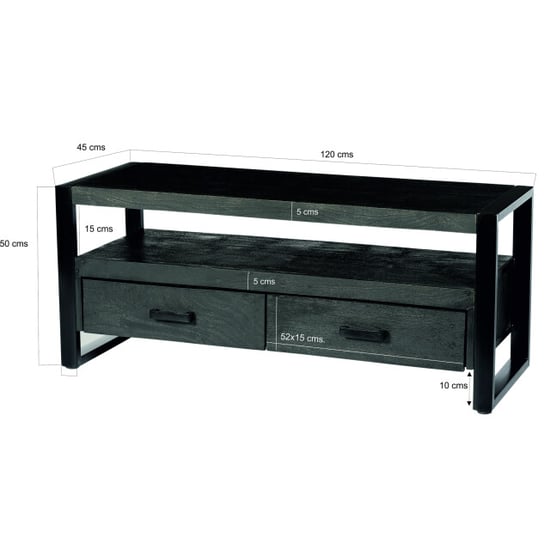 Livingfurn tv meubel norris 120x50x45 cm mangohout / gecoat staal - Image 3