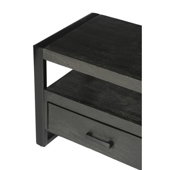 Livingfurn tv meubel norris 120x50x45 cm mangohout / gecoat staal - Image 5