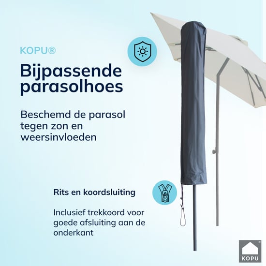 Kopu ® leon parasol rechthoek 150x250 cm balkonparasol met hoes creme - Image 3