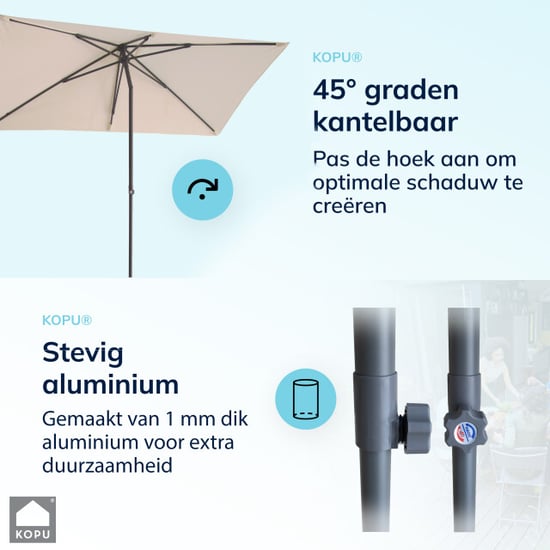 Kopu ® leon parasol rechthoek 150x250 cm balkonparasol met hoes creme - Image 5