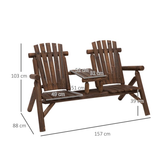 4goodz Tuinbank met 2 zitplaatsen en een tafel van hout - - Image 2