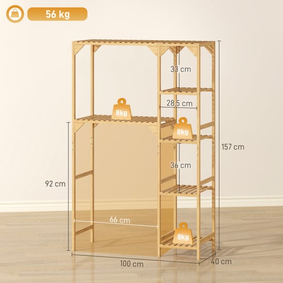 4goodz Wasmachinerek bamboe 100x40x157cm - - Image 4