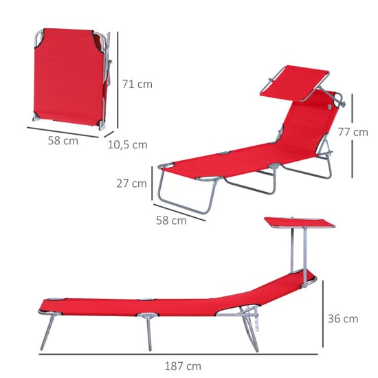 4goodz Ligbed opvouwbaar met zonnescherm inklapbaar 4 standen - - Image 2