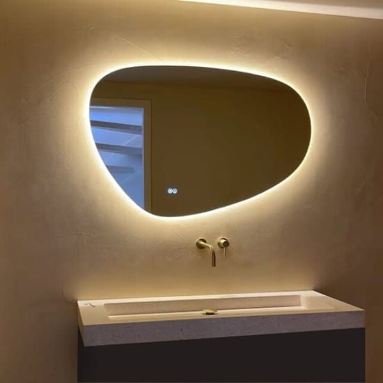 Vtw Living badkamerspiegel met led verlichting asymmetrisch spiegel met - Image 4