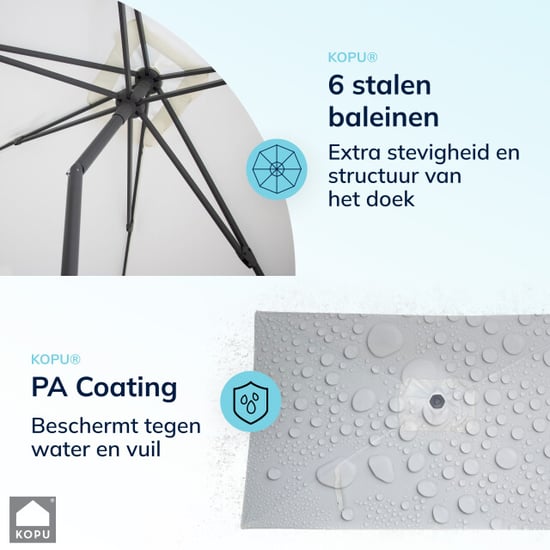 Kopu ® leon parasol rechthoek 150x250 cm met hoes en voet creme - Image 3