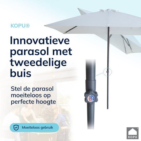 Kopu ® leon parasol rechthoek 150x250 cm met hoes en voet creme - Image 4