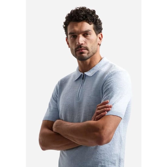 No Excess Pullover short sleeve polo zip frot blue - Image 5