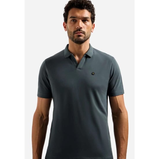 No Excess Polo short sleeve v-collar basic dark steel - Image 4