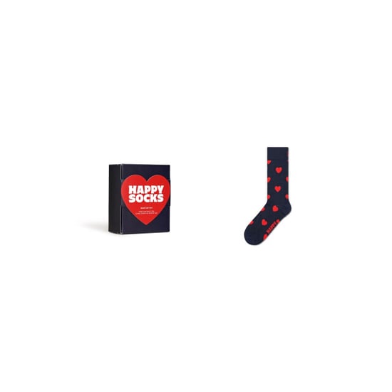 Happy Socks Unisex sokken hartjes print valentijn giftbox 1-paar donkerblauw - Image 1
