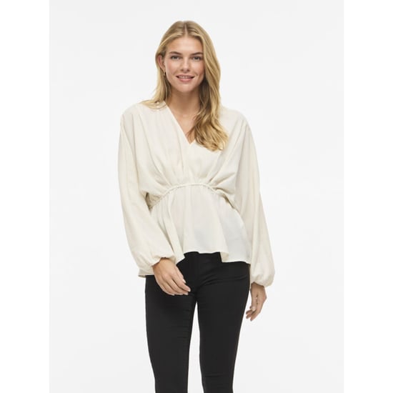 Vila Viselia v-neck ls peplum topbfs beige - Image 2