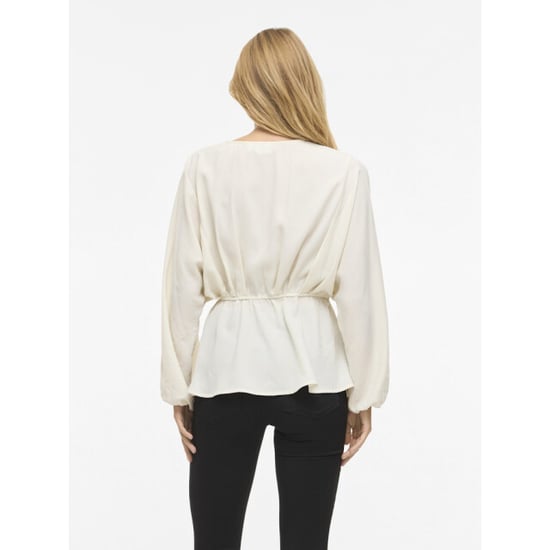 Vila Viselia v-neck ls peplum topbfs beige - Image 4