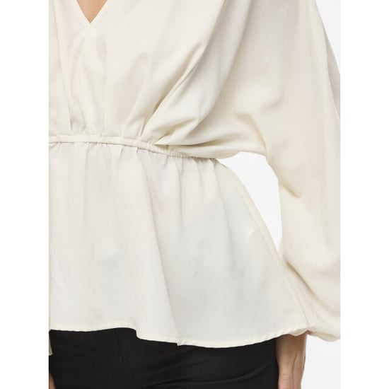 Vila Viselia v-neck ls peplum topbfs beige - Image 6