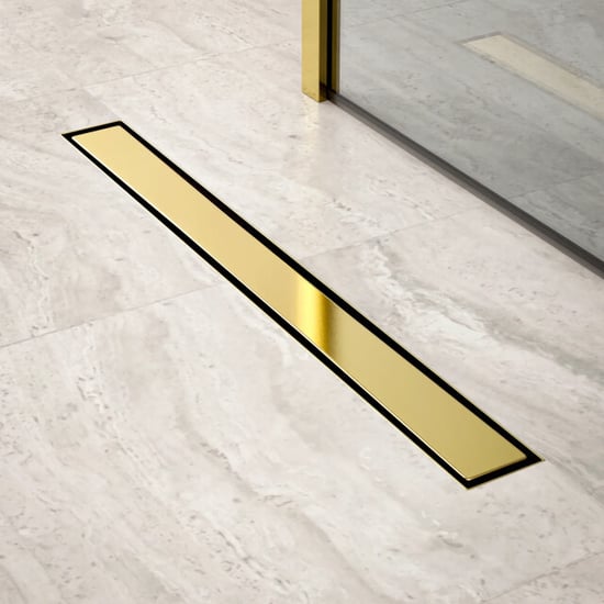 Mirlux Douchegoot 70cm goud tegelrooster rvs met flens - Image 1