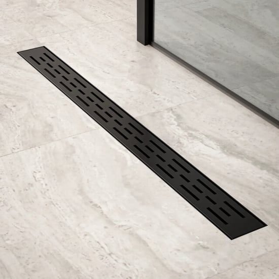 Mirlux Douchegoot 80cm mat zwart standaard rooster- rvs met flens - Image 1