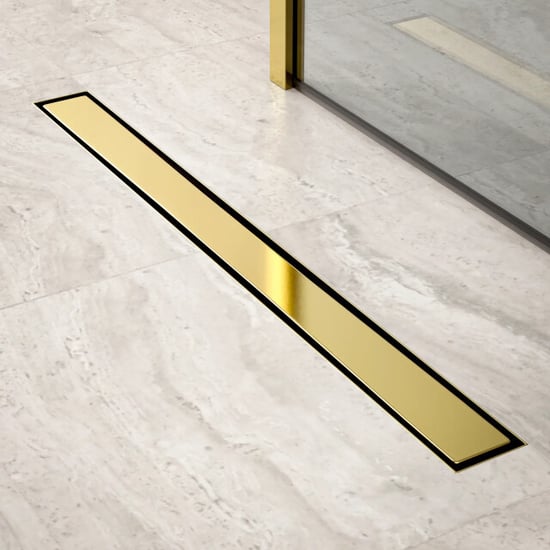 Mirlux Douchegoot 80cm goud tegelrooster rvs met flens - Image 1