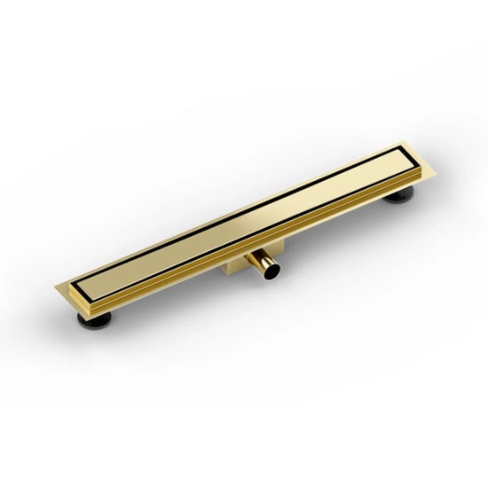 Mirlux Douchegoot 70cm goud tegelrooster rvs met flens - Image 3