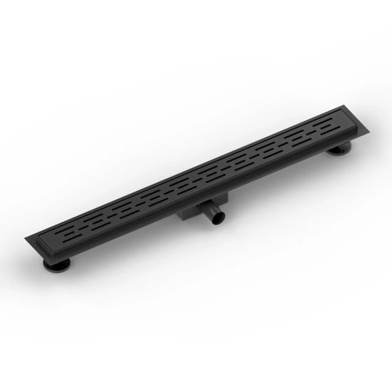 Mirlux Douchegoot 80cm mat zwart standaard rooster- rvs met flens - Image 3