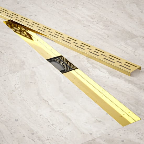 Mirlux Douchegoot 90cm- goud standaard rooster rvs met flens - Image 3