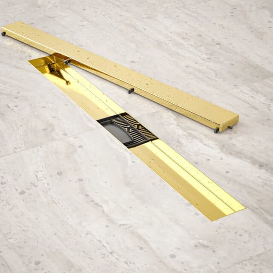 Mirlux Douchegoot 70cm goud tegelrooster rvs met flens - Image 4