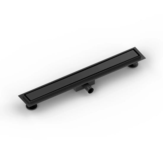 Mirlux Douchegoot 70cm mat zwart tegelrooster rvs met flens - Image 4